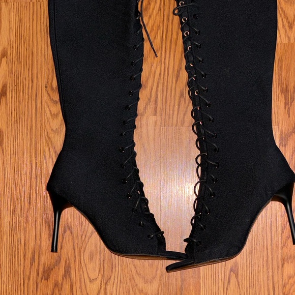 Cuccoo Lace Up Front Stiletto Heeled Boots For Summer Graduation Heels Size 8 - Picture 2 of 5